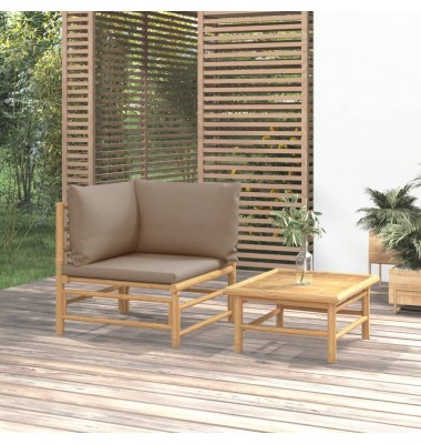  Sodo komplektas su taupe pagalvėlėmis, 2 dalių, bambukas - Moduliniai lauko baldai - 1