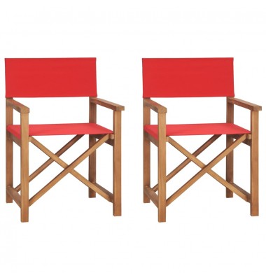  Sulankstomos režisieriaus kėdės, 2vnt., raudonos, tikmedis - Lauko kėdės - 1