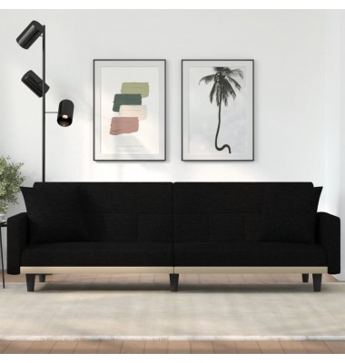  Sofa-lova su pagalvėlėmis, juodos spalvos, audinys - Sofos, sofos-lovos - 1