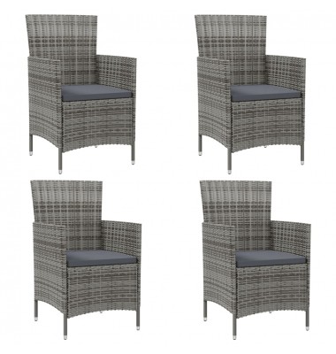  Sodo kėdės su pagalvėlėmis, 4vnt., pilkos spalvos, poliratanas - Lauko kėdės - 1