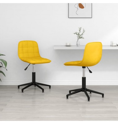  Pasukamos valgomojo kėdės, 2vnt., geltonos spalvos, aksomas - Valgomojo Kėdės - 1