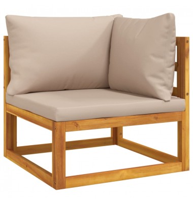  Modulinė kampinė sofos dalis su taupe pagalvėlėmis, akacija - Moduliniai lauko baldai - 2