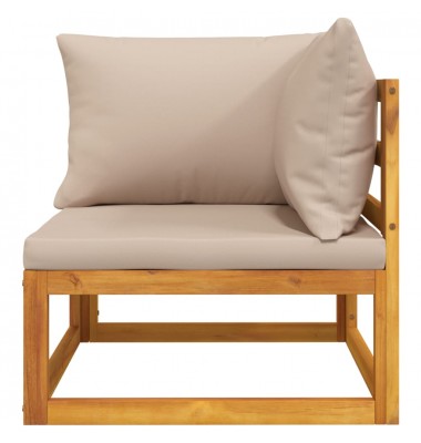  Modulinė kampinė sofos dalis su taupe pagalvėlėmis, akacija - Moduliniai lauko baldai - 4