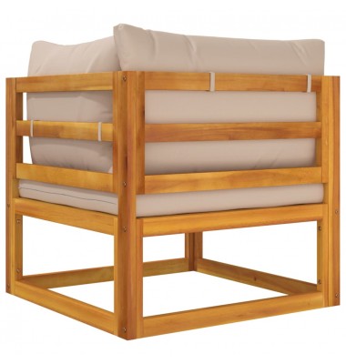  Modulinė kampinė sofos dalis su taupe pagalvėlėmis, akacija - Moduliniai lauko baldai - 5