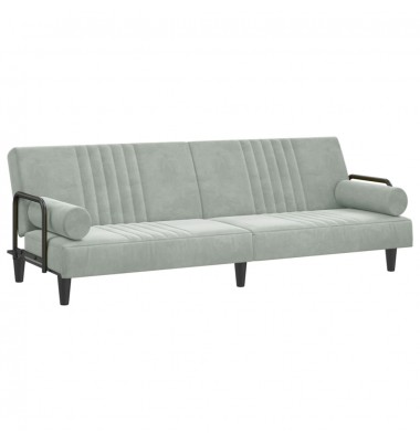  Sofa-lova su porankiais, šviesiai pilkos spalvos, aksomas - Sofos, sofos-lovos - 2