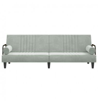  Sofa-lova su porankiais, šviesiai pilkos spalvos, aksomas - Sofos, sofos-lovos - 4