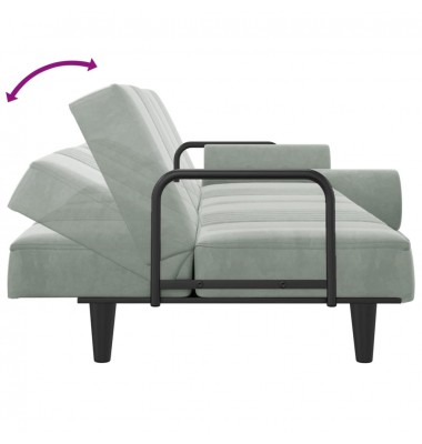 Sofa-lova su porankiais, šviesiai pilkos spalvos, aksomas - Sofos, sofos-lovos - 8