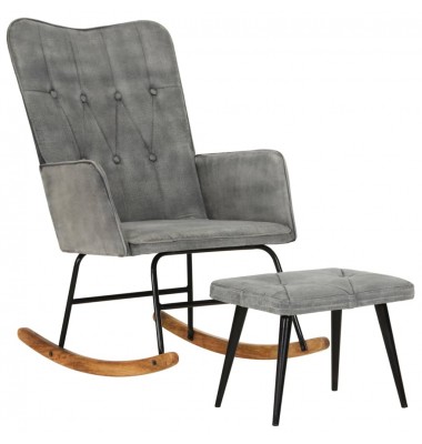  Supama kėdė su pakoja, pilkos spalvos, drobė, vintažinė - Supamos kėdės - 1