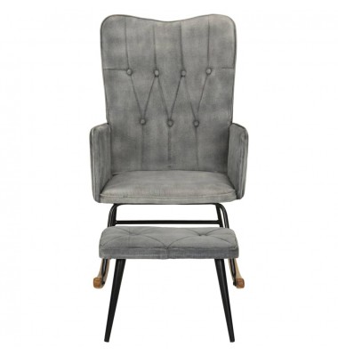  Supama kėdė su pakoja, pilkos spalvos, drobė, vintažinė - Supamos kėdės - 2