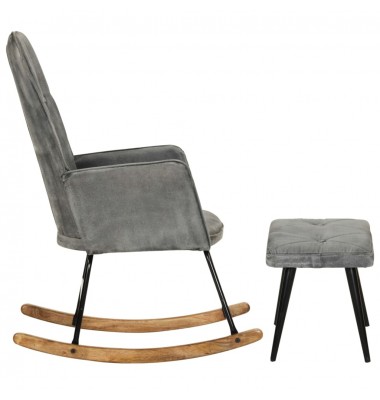  Supama kėdė su pakoja, pilkos spalvos, drobė, vintažinė - Supamos kėdės - 3