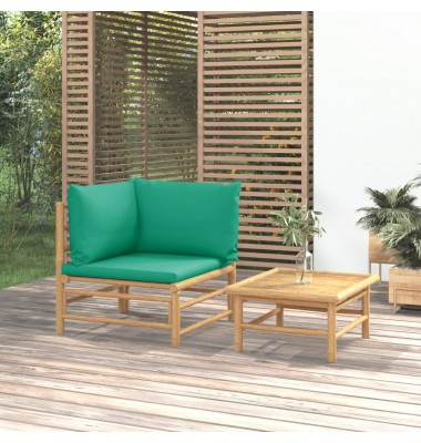  Sodo komplektas su žaliomis pagalvėlėmis, 2 dalių, bambukas - Moduliniai lauko baldai - 1