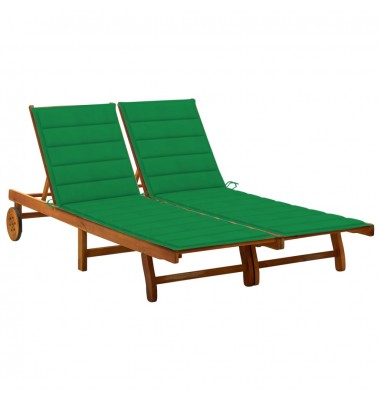  Dvivietis sodo saulės gultas su čiužiniu, akacijos medienos masyvas (311873+2x314208) - Gultai, šezlongai - 1