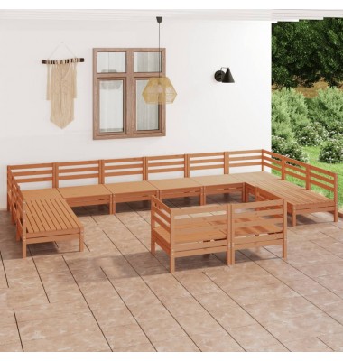  Sodo poilsio baldų komplektas, 12 dalių, medaus rudas, pušis - Lauko baldų komplektai - 1