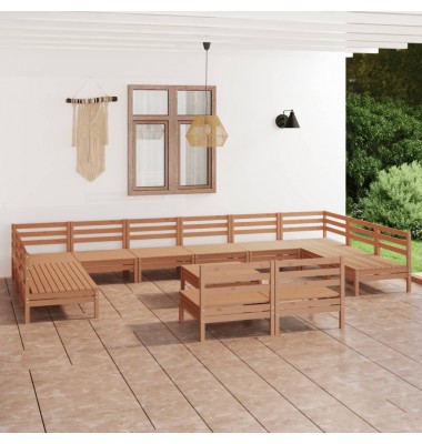  Sodo poilsio baldų komplektas, 13 dalių, medaus rudas, pušis - Lauko baldų komplektai - 1