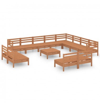  Sodo poilsio baldų komplektas, 13 dalių, medaus rudas, pušis - Lauko baldų komplektai - 2