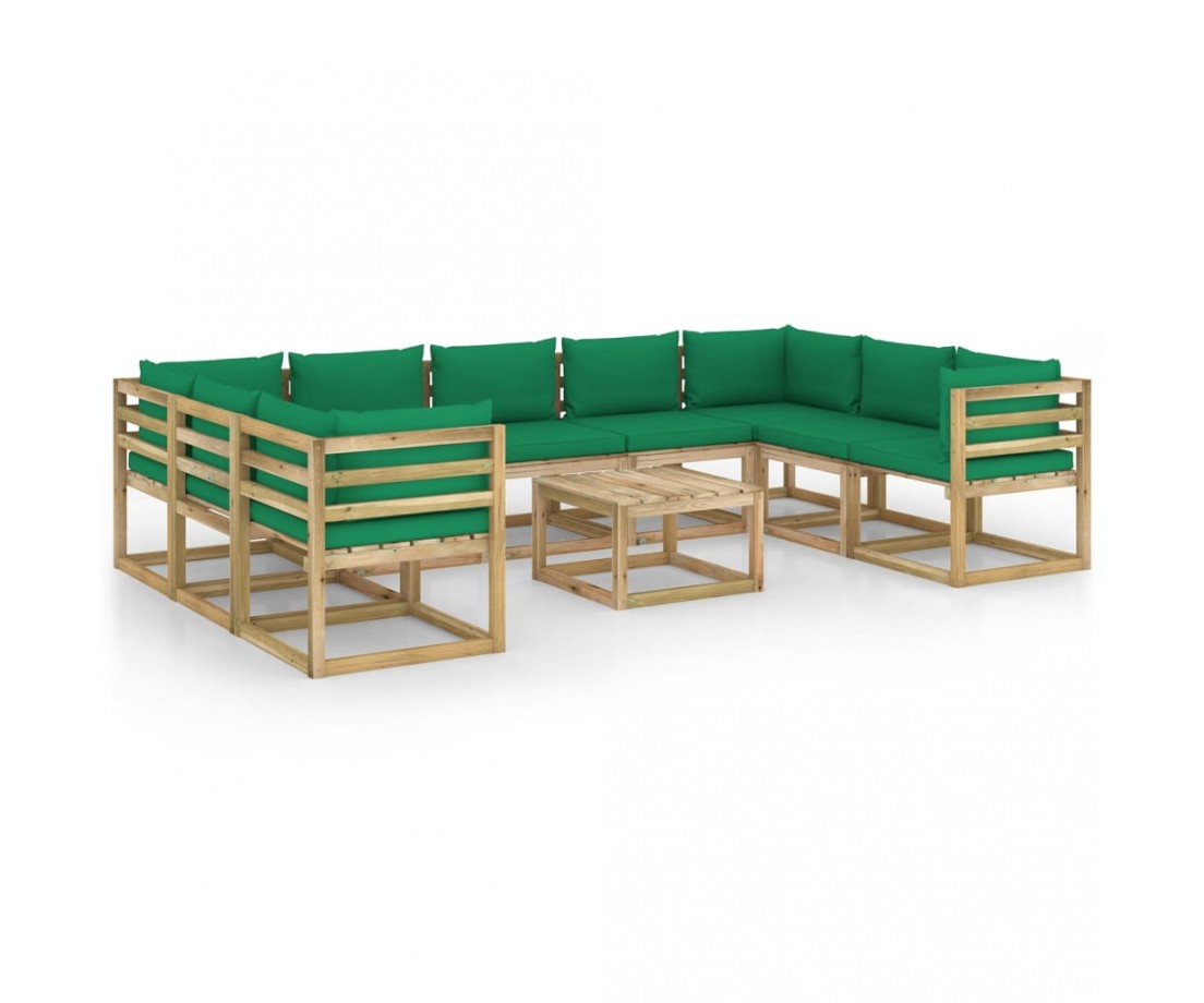  Sodo komplektas su pagalvėlėmis, 10 dalių, impregnuota mediena - Lauko baldų komplektai - 2
