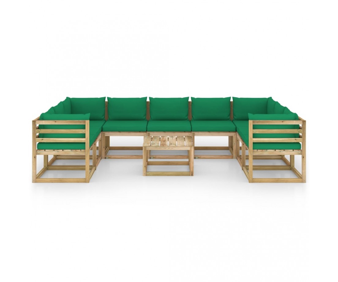  Sodo komplektas su pagalvėlėmis, 10 dalių, impregnuota mediena - Lauko baldų komplektai - 3