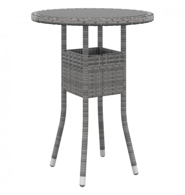  Sodo stalas, pilkas, 60x75cm, grūdintas stiklas/poliratanas - Lauko stalai, staliukai - 1