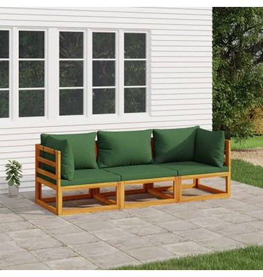  Sodo komplektas su žalios spalvos pagalvėlėmis, 3dalių, mediena - Lauko baldų komplektai - 1