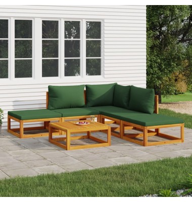  Sodo komplektas su žalios spalvos pagalvėlėmis, 6dalių, mediena - Lauko baldų komplektai - 1