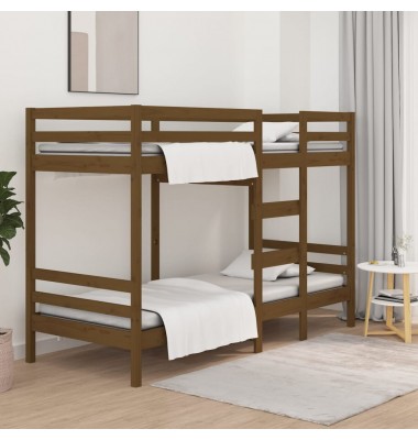  Dviaukštė lova, medaus ruda, 90x200cm, pušies medienos masyvas - Lovos - 1
