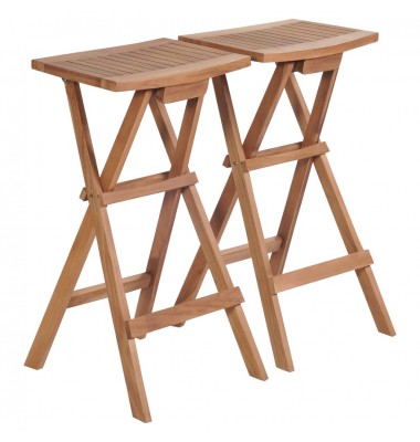  Sulankstomos baro kėdės, 2 vnt., tikmedžio medienos masyvas - Baro kėdės - 1