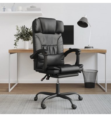  Atlošiama biuro kėdė, juodos spalvos, dirbtinė oda - Biuro kėdės - 1