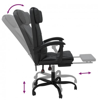  Atlošiama biuro kėdė, juodos spalvos, dirbtinė oda - Biuro kėdės - 8