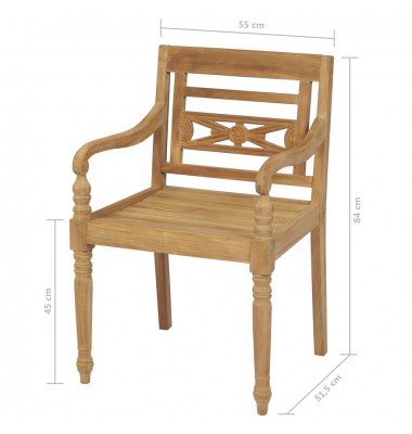  Batavia kėdės, 2 vnt., tikmedžio mediena - Lauko kėdės - 6