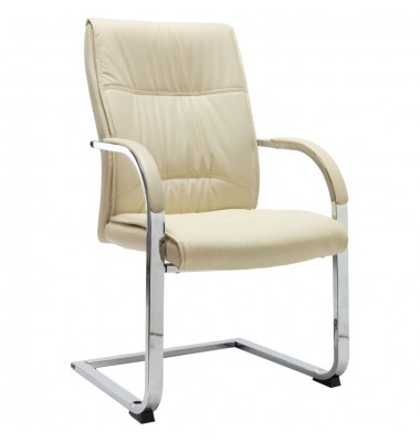  Gembinė biuro kėdė, kreminės spalvos, dirbtinė oda - Biuro kėdės - 1