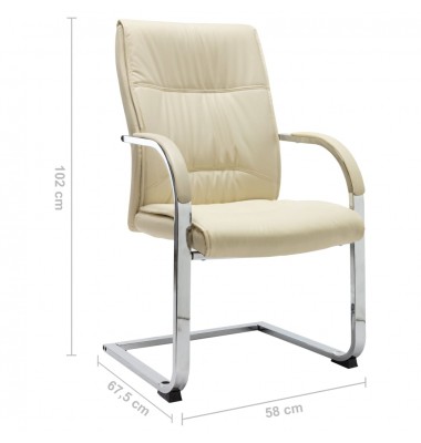  Gembinė biuro kėdė, kreminės spalvos, dirbtinė oda - Biuro kėdės - 6