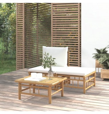  Sodo komplektas su kreminėmis pagalvėlėmis, 3 dalių, bambukas - Moduliniai lauko baldai - 1
