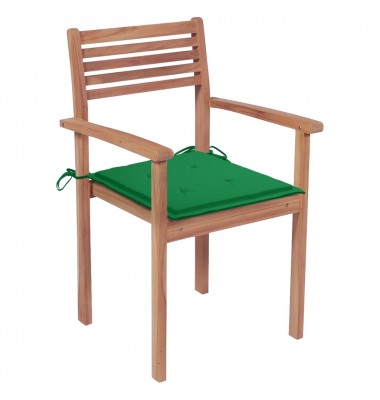 Sodo kėdės su žaliomis pagalvėlėmis, 2vnt., tikmedžio masyvas - Lauko kėdės - 2