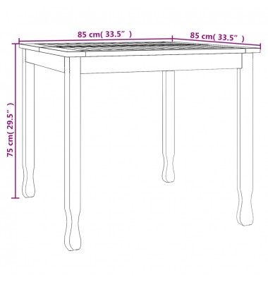  Sodo valgomojo stalas, 85x85x75cm, tikmedžio medienos masyvas - Lauko stalai, staliukai - 6