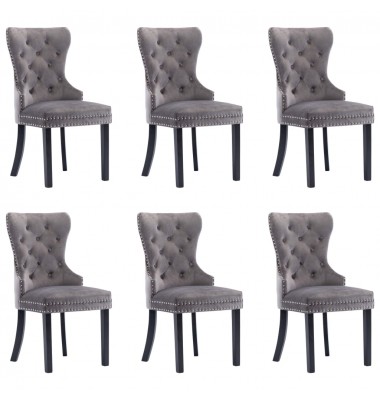 Valgomojo kėdės, 6vnt., pilkos spalvos, aksomas - Valgomojo Kėdės - 1