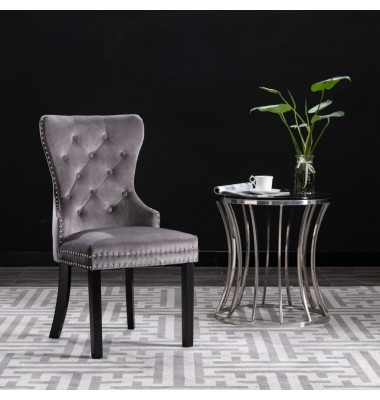  Valgomojo kėdės, 4vnt., pilkos spalvos, aksomas (2x287959) - Valgomojo Kėdės - 2