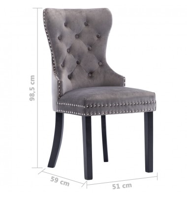 Valgomojo kėdės, 4vnt., pilkos spalvos, aksomas (2x287959) - Valgomojo Kėdės - 9