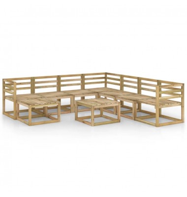 Sodo komplektas, 9 dalių, žaliai impregnuota pušies mediena - Lauko baldų komplektai - 2