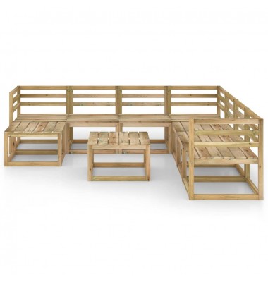  Sodo komplektas, 9 dalių, žaliai impregnuota pušies mediena - Lauko baldų komplektai - 3