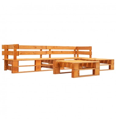  Sodo komplektas iš palečių, 4 dalių, medaus ruda, mediena - Lauko baldų komplektai - 1