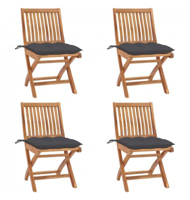  Sulankstomos sodo kėdės su pagalvėlėmis, 4vnt., tikmedis - Lauko kėdės - 1