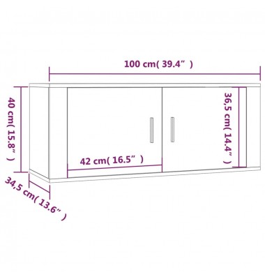  Sieninės televizoriaus spintelės, 3vnt., baltos, 100x34,5x40cm - TV spintelės - 9