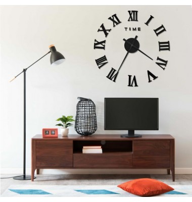  Sieninis laikrodis, juodas, 100cm, modernaus dizaino, 3D, XXL - Laikrodžiai - 1