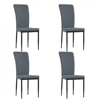  Valgomojo kėdės, 4vnt., tamsiai pilkos spalvos, aksomas - Valgomojo Kėdės - 2