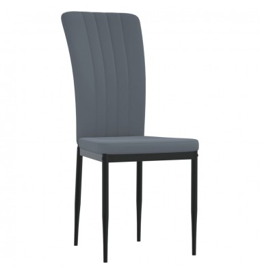  Valgomojo kėdės, 4vnt., tamsiai pilkos spalvos, aksomas - Valgomojo Kėdės - 3