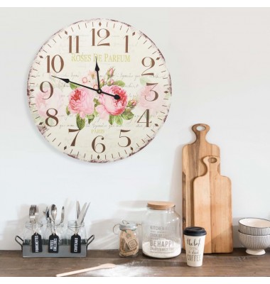  Sieninis laikrodis, 60 cm, vintažinio stiliaus, su gėlėmis - Laikrodžiai - 1