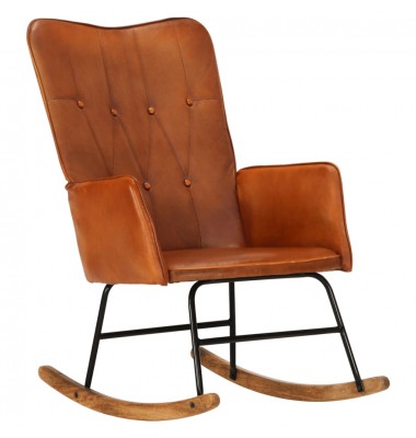  Supama kėdė, gelsvai rudos spalvos, tikra oda - Supamos kėdės - 1