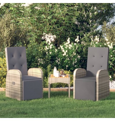  Atlošiamos sodo kėdės su pagalvėmis, 2vnt., pilkos, poliratanas - Lauko kėdės - 1
