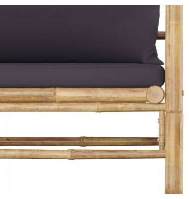  Sodo komplektas su pilkomis pagalvėmis, 7 dalių, bambukas  - Lauko baldų komplektai - 10