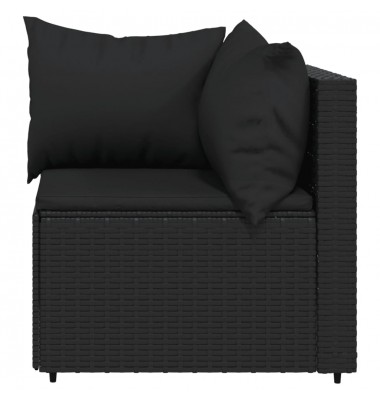  Kampinės sofos su pagalvėlėmis, 2vnt., juodos, poliratanas - Lauko sofos, lovos - 4